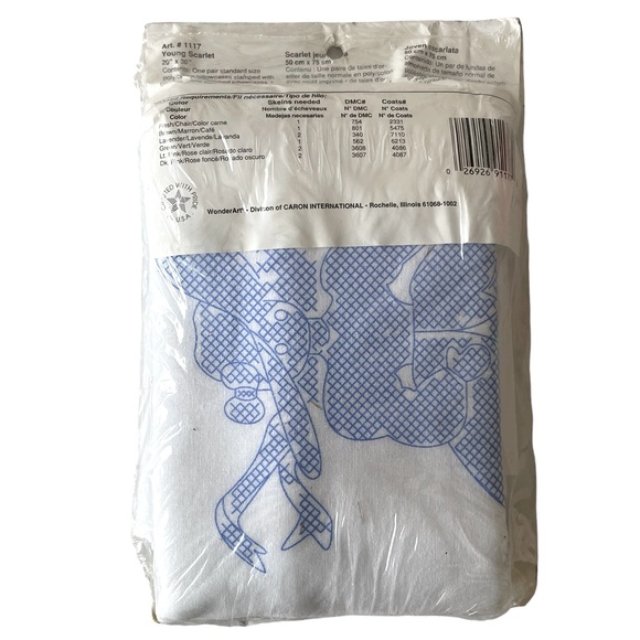 WonderArt Stamped Pillow Cases Embroidery Kits Two Pairs with Embroidery Hoop - Picture 3 of 11